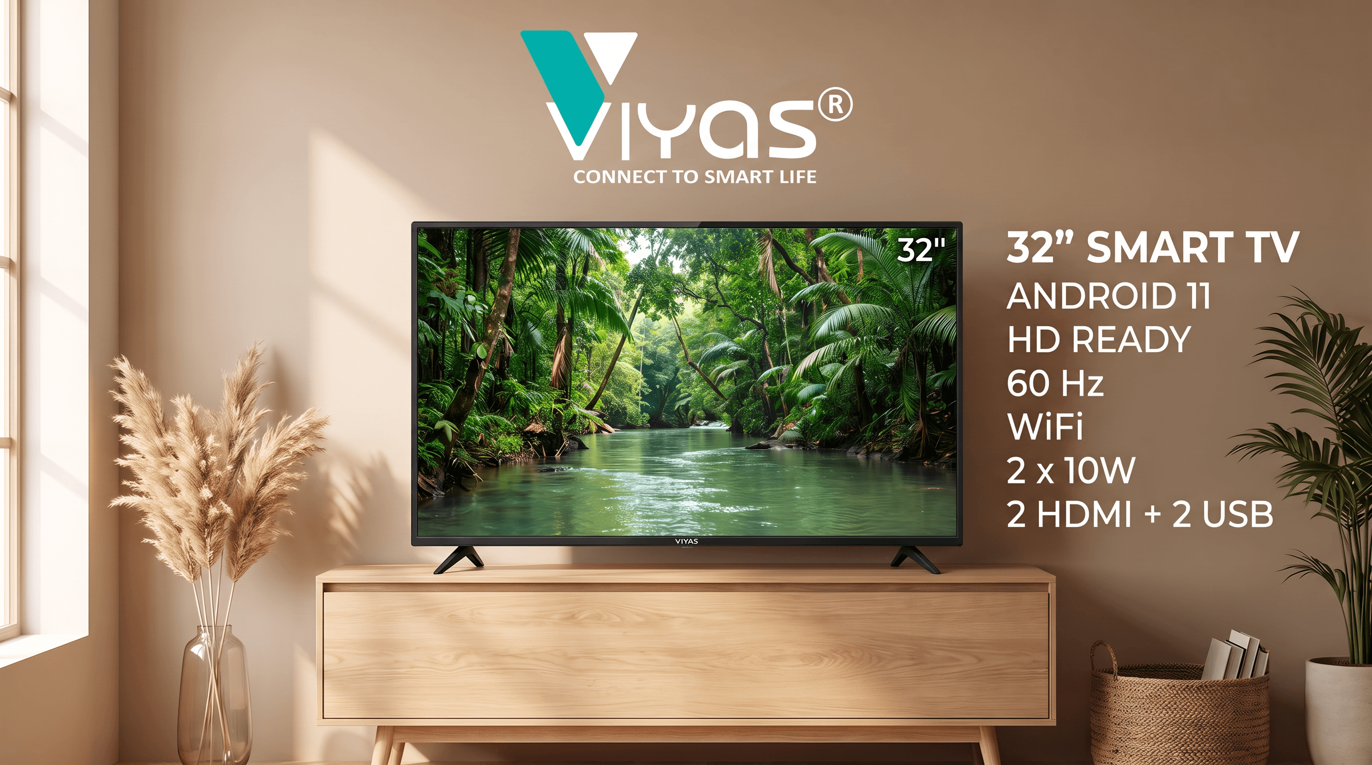 Viyas 32″ HD Ready LED TV with Soundbar