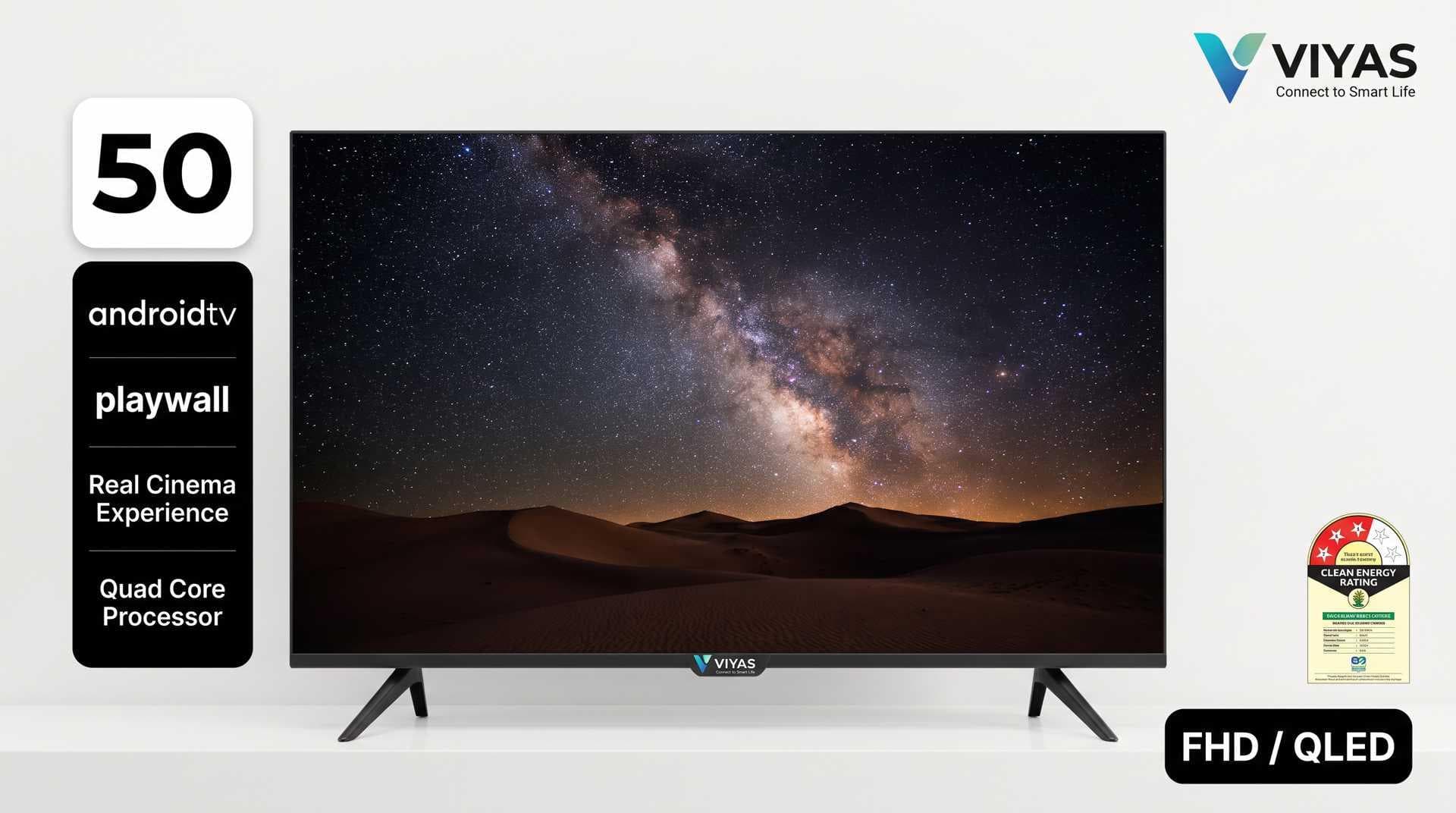 Viyas 50″ 4K UHD LED TV with Soundbar